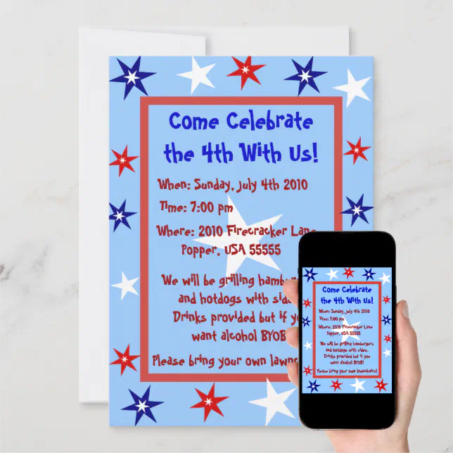 Personalized Fourth of July Party Invite | Zazzle