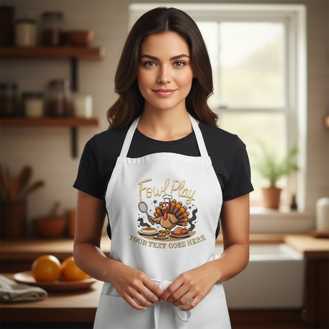 Personalized "Fowl Play" Funny Thanksgiving Adult Apron (Creator Uploaded)