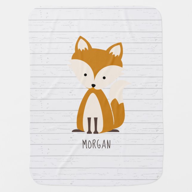 Personalized Fox Baby Blanket Wood (Front)