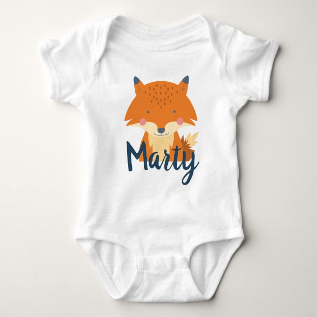 Personalized Fox Baby Bodysuit (Front)