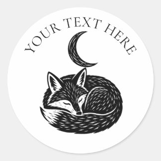 Personalized Fox & Crescent Moon Nature Sticker