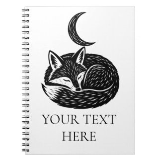 Personalized Fox & Crescent Moon Notebook 