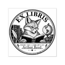 Personalized Fox Ex Libris Library Book Stamp