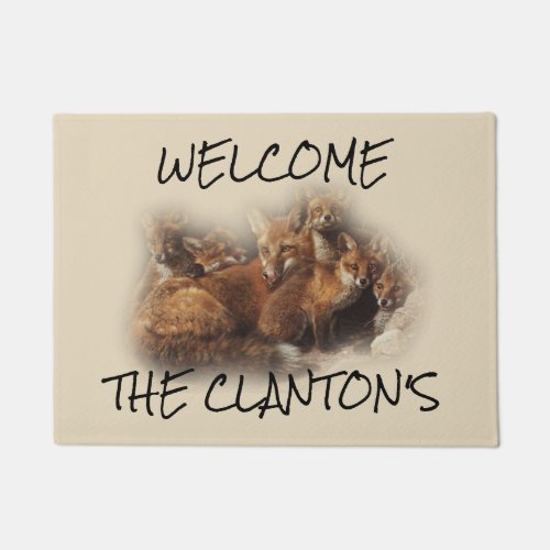 Personalized Fox Family Doormat