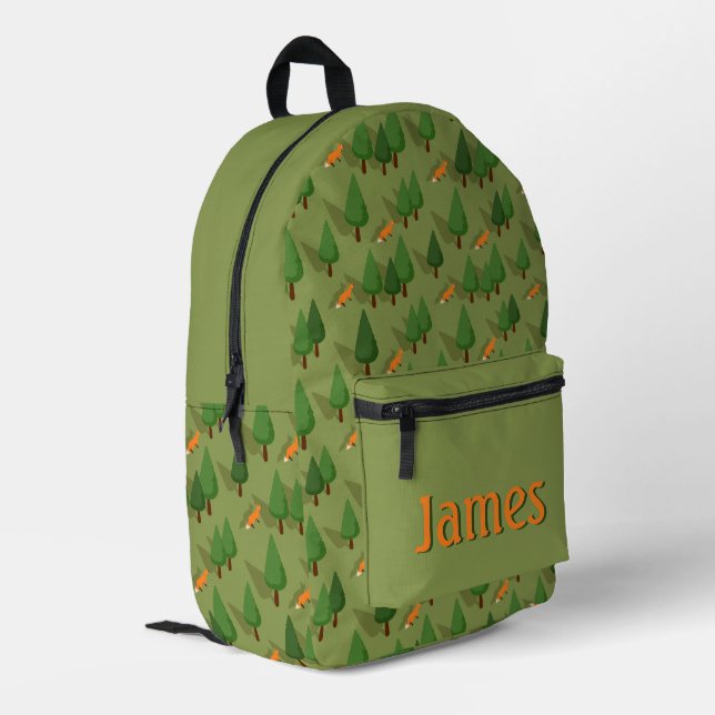 Personalized Fox & Forest School Backpack (Back Corner Left)