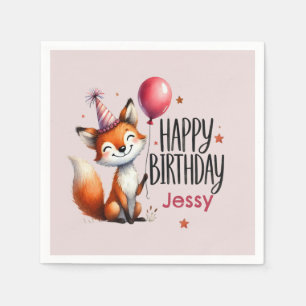 Personalized Fox Happy Birthday Napkins