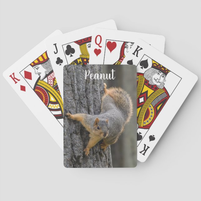 Personalized Fox Squirrel on a Tree Poker Cards (Back)