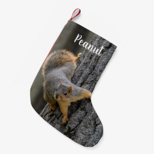 Personalized Fox Squirrel on a Tree Small Christmas Stocking