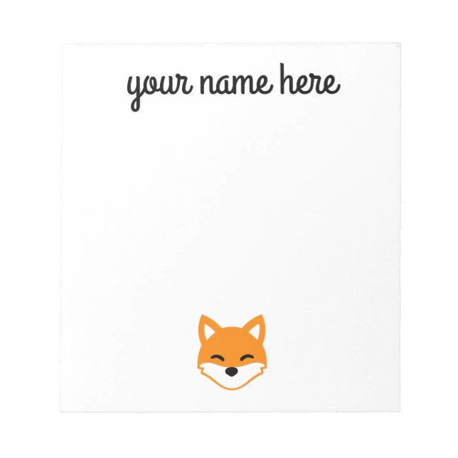 Personalized Fox Stationery Notepad for Kids (Front)