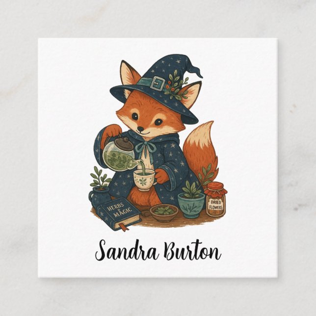Personalized Fox Tea  Enclosure Card (Front)