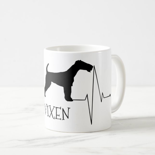 Personalized Fox Terrier Love My Dog Heart Beat Coffee Mug (Front Right)