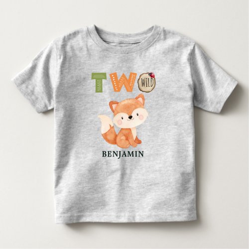 Personalized Fox Two Wild Woodland 2nd Birthday Toddler T_shirt