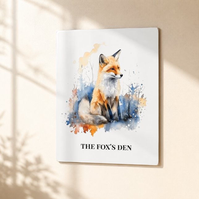 Personalized Fox Watercolor Art - Forest Cabin  (Creator Uploaded)
