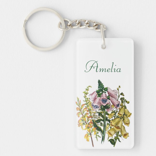 Personalized Foxgloves Keychain (Front)