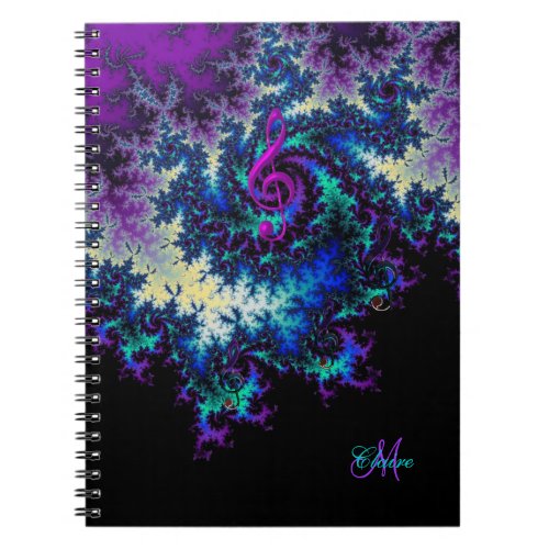 Personalized Fractal Music Clef Journal Notebook