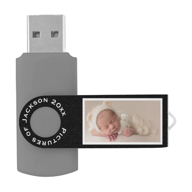Personalized Framed Baby or Family Photo Modern Flash Drive (Opened)