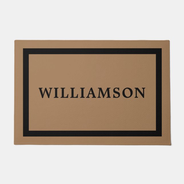 Personalized Framed Brown Black Welcome Doormat (Front)