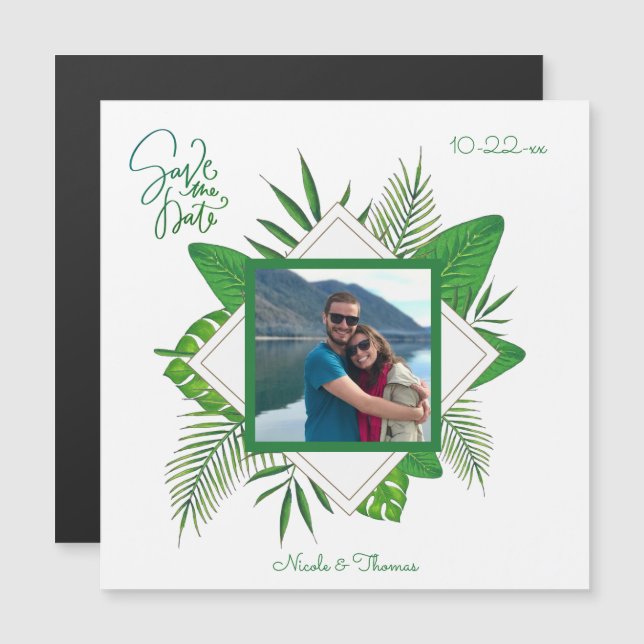 Personalized Framed Couples Photo Save The Date  Magnetic Invitation (Front/Back)