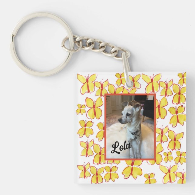 Personalized Framed Pet Photo Acrylic Keychain (Front)