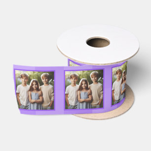 Personalized Framed Photo White and Royal Purple Satin Ribbon