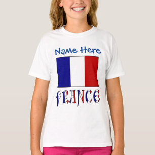Personalized France Flag Heritage Girls' T-Shirt