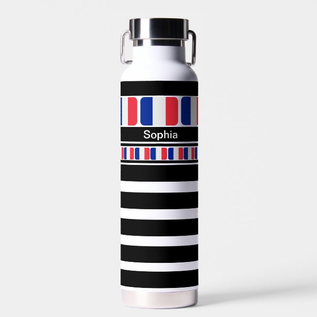 Personalized France Patriotic Flag Water Bottle (Front)