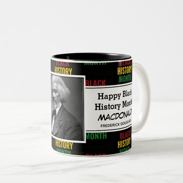 Personalized FREDERICK DOUGLASS Black History BHM Two-Tone Coffee Mug (Front Right)