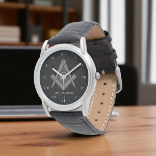 Personalized Freemason gift Square Compass Masonic Watch
