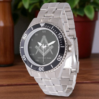 Personalized Freemason gift Square Compass Masonic Watch