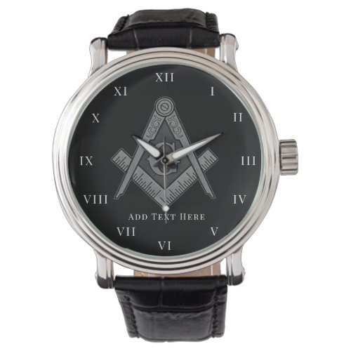 Personalized Freemason gift Square Compass Masonic Watch