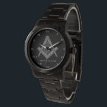 Personalized Freemason gift Square Compass Masonic Watch<br><div class="desc">So mote it be,  Freemason,  square and compass,  charity,  silver and black,  masonic gifts,  Masonic symbol watch. Personalize it with your own text.</div>