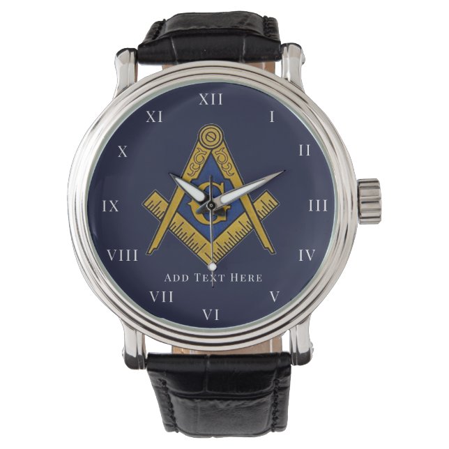 Personalized Freemason gift Square Compass Masonic Watch (Front)