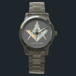 Personalized Freemason Gifts Black Masonic Compass Watch<br><div class="desc">Discover the perfect blend of elegance and symbolism with our Unique Freemason Gifts | black Masonic Compass Watch. This meticulously crafted timepiece features a stunning black finish and the iconic Masonic compass emblem, making it a distinguished accessory for any Freemason. Ideal for special occasions or as a cherished keepsake, this...</div>
