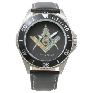 Personalized Freemason Gifts Gold Masonic Compass Watch