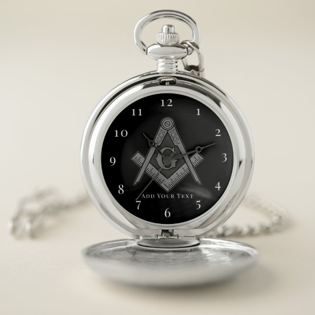Personalized Freemason gifts Square Compass Silver Pocket Watch (Inside)