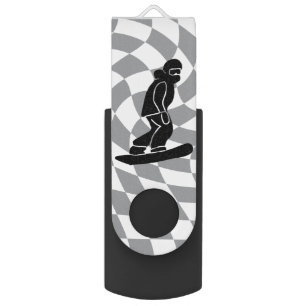 Personalized Freeride Snowboarder Checkered  Flash Drive