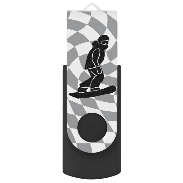 Personalized Freeride Snowboarder Checkered  Flash Drive (Front Vertical)