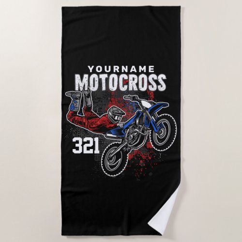 Personalized Freestyle Motocross Racing FMX Trick Beach Towel