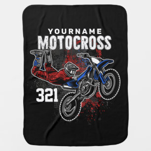 Personalized Freestyle Motocross Racing FMX Tricks Baby Blanket