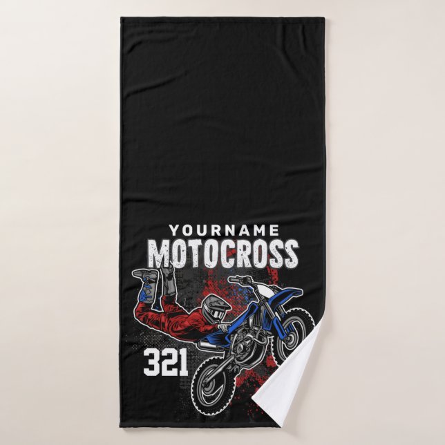 Personalized Freestyle Motocross Racing FMX Tricks Bath Towel Set (Bath Towel)