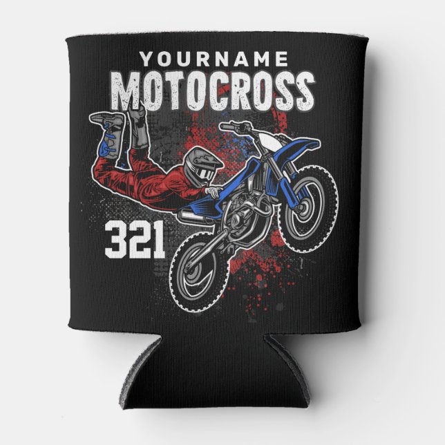 Personalized Freestyle Motocross Racing FMX Tricks Can Cooler (Front)