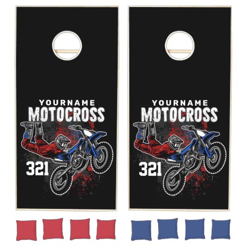 Personalized Freestyle Motocross Racing FMX Tricks Cornhole Set