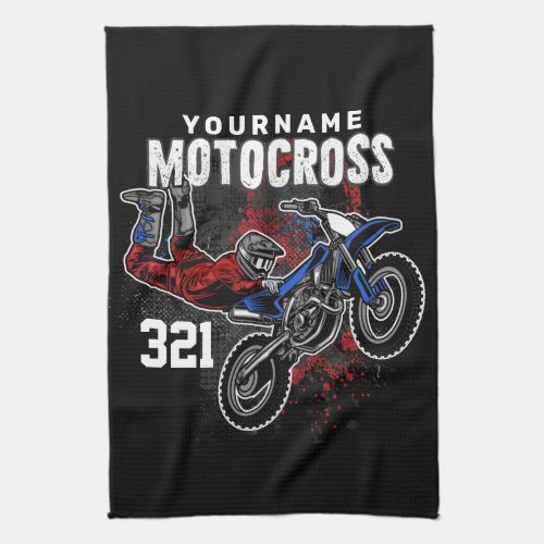 Personalized Freestyle Motocross Racing FMX Tricks Kitchen Towel