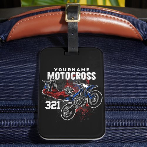 Personalized Freestyle Motocross Racing FMX Tricks Luggage Tag