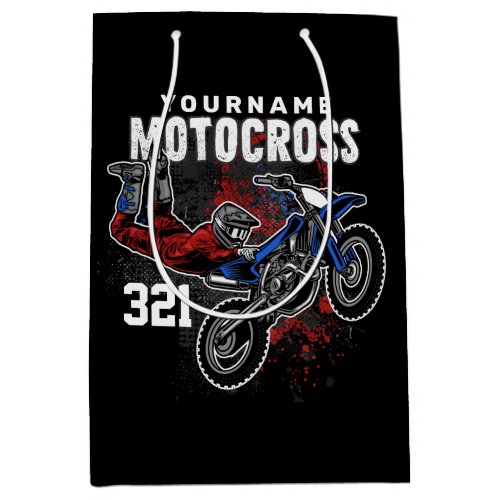 Personalized Freestyle Motocross Racing FMX Tricks Medium Gift Bag