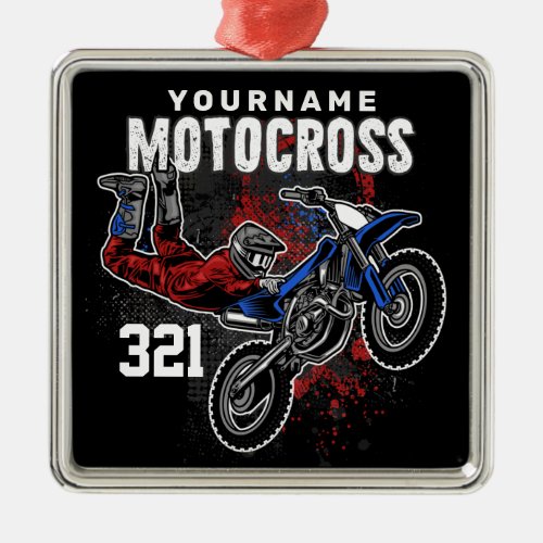 Personalized Freestyle Motocross Racing FMX Tricks Metal Ornament