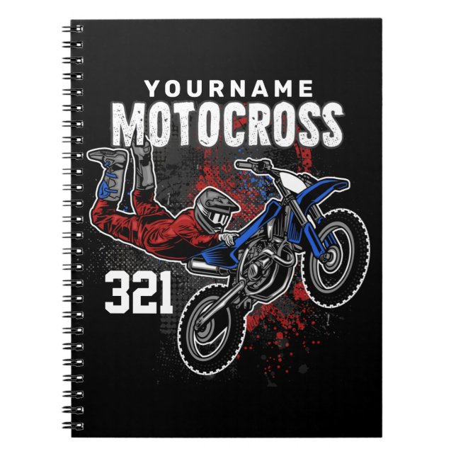Personalized Freestyle Motocross Racing FMX Tricks Notebook (Front)