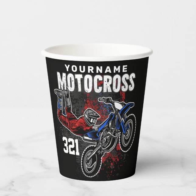 Personalized Freestyle Motocross Racing FMX Tricks Paper Cups (Front)