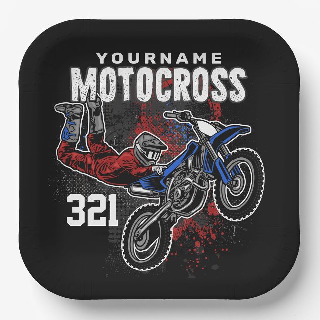 Personalized Freestyle Motocross Racing FMX Tricks Paper Plates (Creator Uploaded)