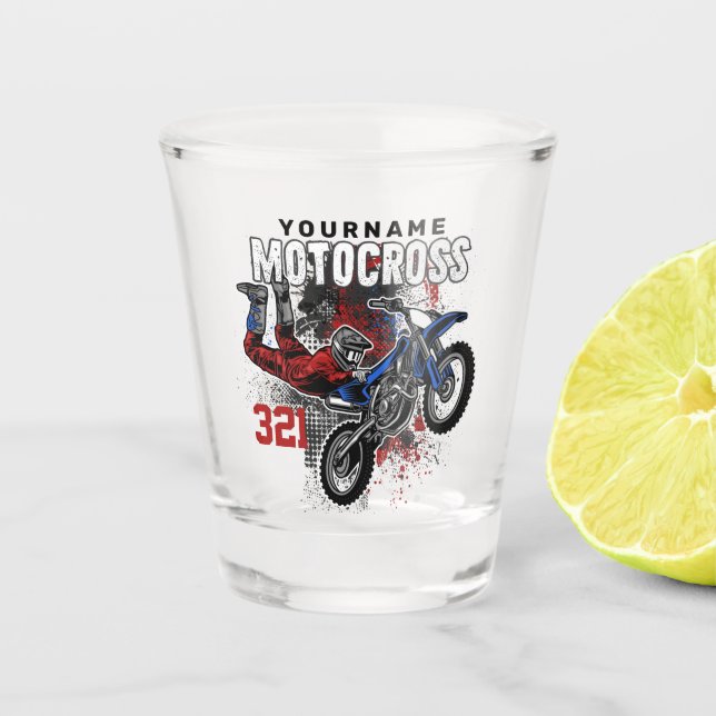 Personalized Freestyle Motocross Racing FMX Tricks Shot Glass (Front)